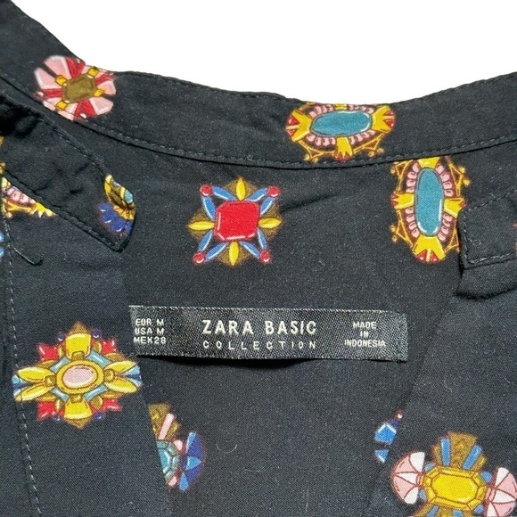 Zara Basic Button Down Black Long Sleeve Blouse US Medium - Picture 7 of 9